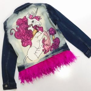Hand painted Unicorn Denim Jacket